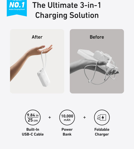 Anker Power Bank (10K, Fusion, Built-In Cable)