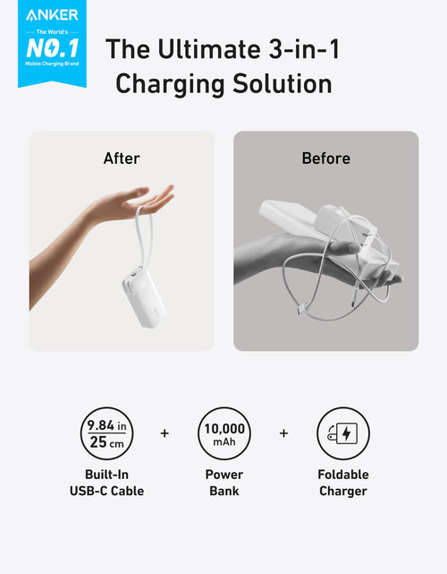 Load image into Gallery viewer, Anker Power Bank (10K, Fusion, Built-In Cable)
