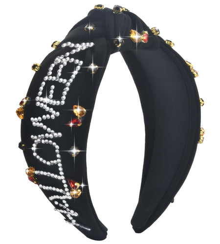 ABONDEVER Halloween Headbands Women Black Rhinestone Beaded Boo Pumpkin