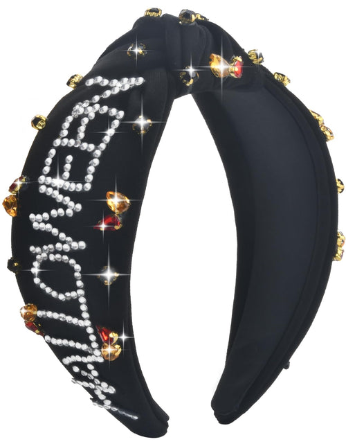 Load image into Gallery viewer, ABONDEVER Halloween Headbands Women Black Rhinestone Beaded Boo Pumpkin
