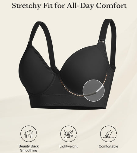 QDN Supportive Push Up Strapless Bra Black Size 42C