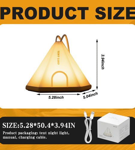 NPJGKY Portable Hanging Tent Night Light Desk Lamp Touch Dimmable Timer White