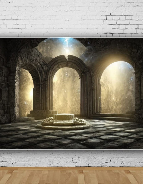 Load image into Gallery viewer, DORCEV Gothic Castle Ruins Backdrop Vintage Foggy Fantasy 12x8ft Grey Vinyl
