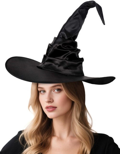 Load image into Gallery viewer, Leuceiy Halloween Witch Hat Black Polyester One Size Women Costume Accessory
