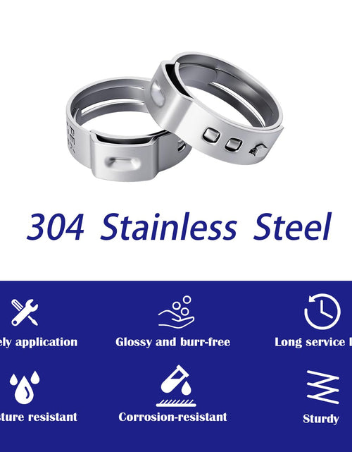 Load image into Gallery viewer, HayEastdor 50PCS 1/2" PEX Cinch Crimp Clamp Rings 304 Stainless Steel
