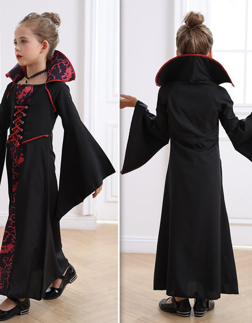 Load image into Gallery viewer, iTVTi Girls Vampire Costume Black Dress Halloween Cosplay 6-7 Years Tag 140
