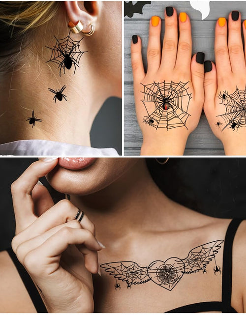 Load image into Gallery viewer, FANOST 22 Halloween Spider Face Temporary Tattoos Kids Adults Cosplay Stickers
