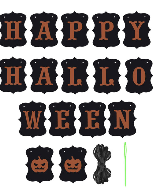 Load image into Gallery viewer, ERKOON Happy Halloween Banner Bunting Pumpkin Sign Wall Decor Party
