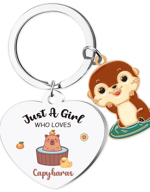 Load image into Gallery viewer, GiftoBi Capybara Animal Keychain Stainless Steel 3x3cm Silver B Unisex
