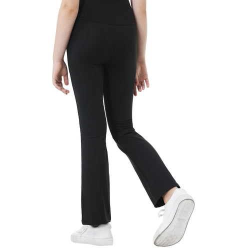 Kirinkylin Girls Flare Leggings 2 Pack V Cross Bootcut Pockets Black Size 10-11