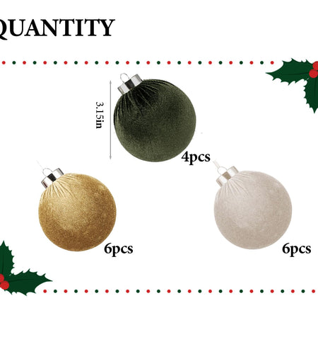 Choonshow Velvet Christmas Ball Ornaments 16 Pack 3.15" Brown Green