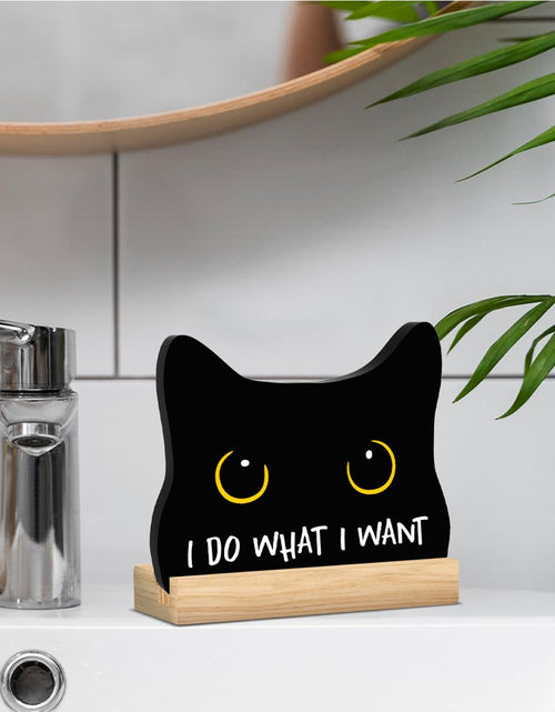 Load image into Gallery viewer, Black Cat Halloween Bathroom Decor Acrylic Funny Cat Sign Home Decor 8x12

