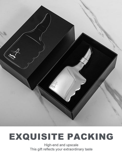 Load image into Gallery viewer, DAOYIDANYI 6oz Stainless Steel Hip Flask Whiskey Thumbs-up Silver
