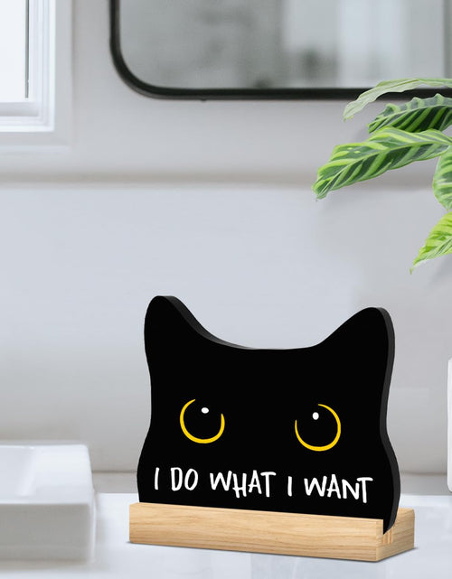 Load image into Gallery viewer, Black Cat Halloween Bathroom Decor Acrylic Funny Cat Sign Home Decor 8x12
