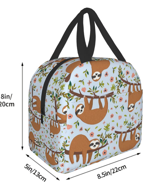 Load image into Gallery viewer, Giwawa Sloth Insulated Lunch Box 8 Capacity Blue Cartoon Animal Flower Trees
