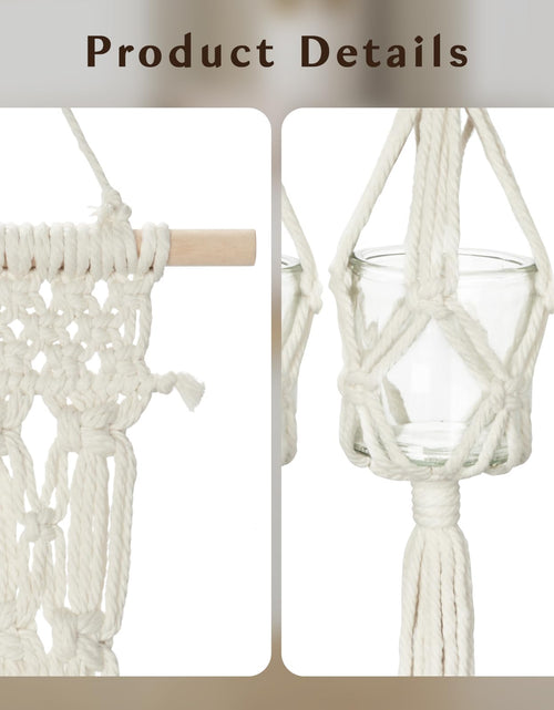 Load image into Gallery viewer, Briful Macrame Wall Hanging Shelf Cream-White with 3 Glass Vases Boho Decor
