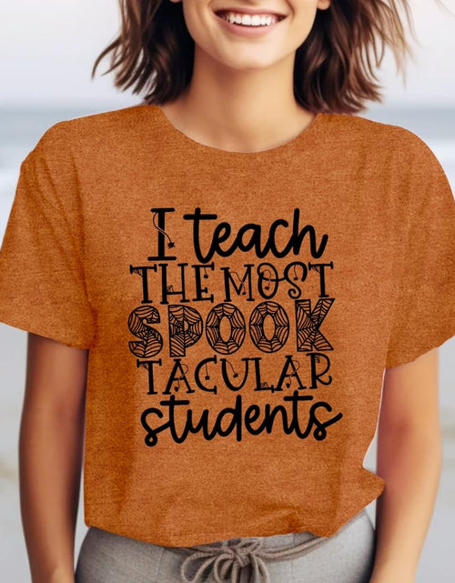 Load image into Gallery viewer, CQF Halloween Teacher Shirt Women Funny Fall Teacher Tee Size XL
