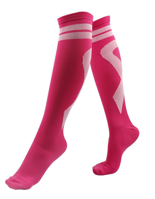 Load image into Gallery viewer, Subesty 2 Pairs Breast Cancer Awareness Compression Socks Pink Ribbon Size S/M

