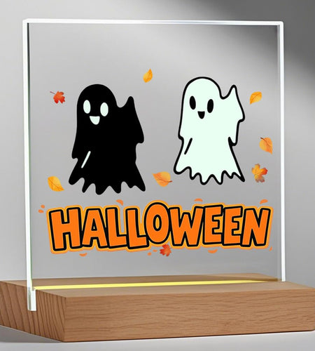 YouerCrystal Halloween Sign Colorful Glass Ghost Decor 3.94 Inch