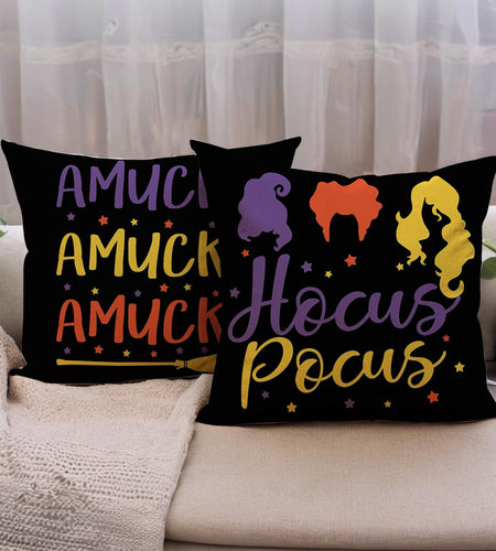 7COLORROOM Halloween Sanderson Sisters Pillow Covers 18x18 Black 4Pack