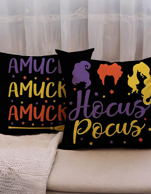 Load image into Gallery viewer, 7COLORROOM Halloween Sanderson Sisters Pillow Covers 18x18 Black 4Pack
