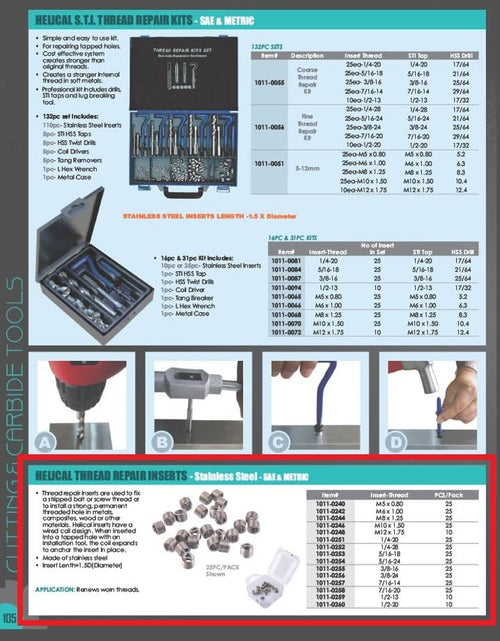 Load image into Gallery viewer, HHIP M12 X 1.75 Wire Thread Inserts 1011-0248 Metric Helical Sleeve
