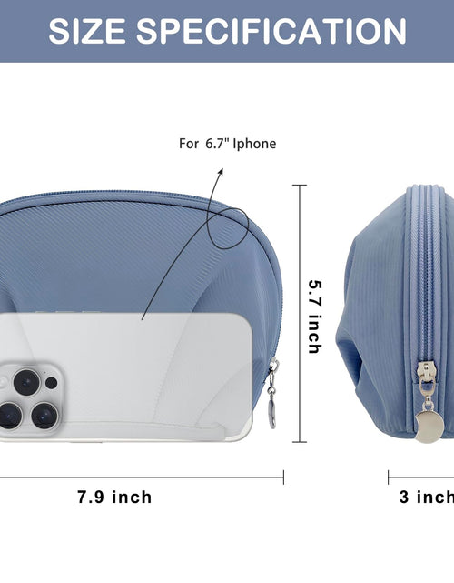 Load image into Gallery viewer, E-Tree Makeup Bag Half Moon Cosmetic Pouch Travel Toiletry Organizer Blue
