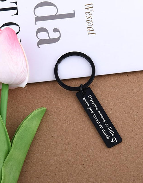 Load image into Gallery viewer, yaozeio Long Distance Relationship Keychain Gift for Couples Black Unisex
