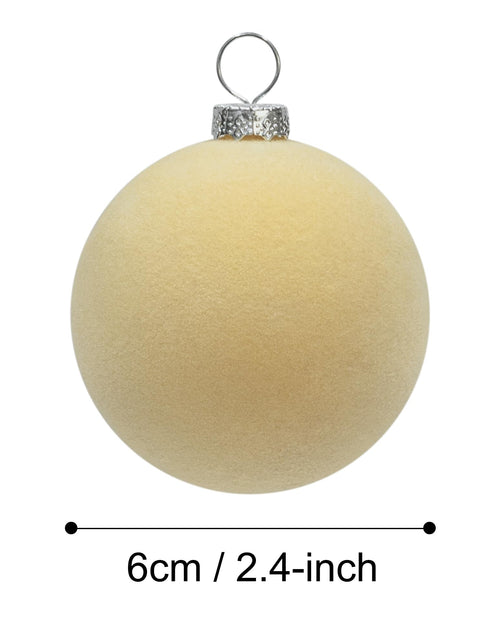 Load image into Gallery viewer, KI Store Beige Velvet Christmas Balls Ornaments 6pcs 2.36in Party Decor

