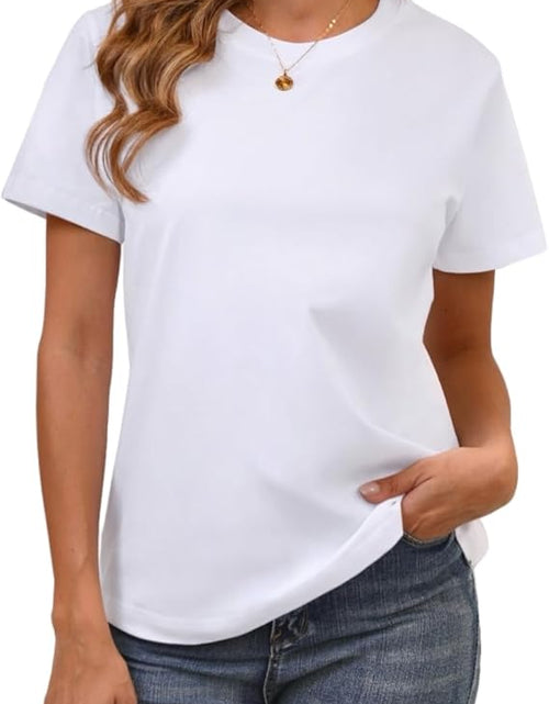 Load image into Gallery viewer, Ryaiwi Women's Soft Short Sleeve Crew Neck T-Shirt White Size L
