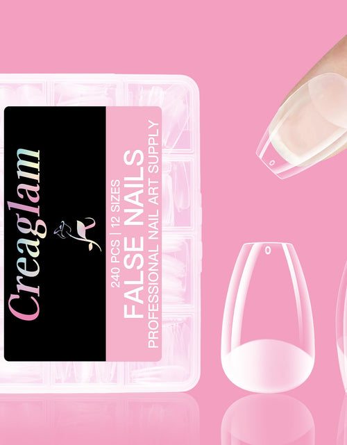 Load image into Gallery viewer, Creaglam Short Square Nail Tips 240Pcs Clear Acrylic 12 Sizes Soft Gel
