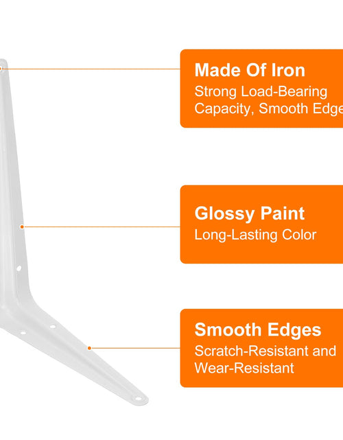 Load image into Gallery viewer, uxcell Floating Shelf Bracket 8x6in Iron L Bracket White 10 Pack
