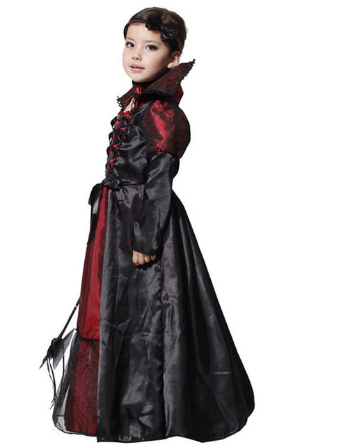 Load image into Gallery viewer, DNQCOS Girls Gothic Vampire Vampiress Dress Costume Black Size 4-6 Years
