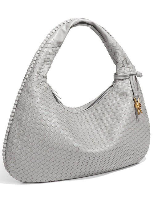 Load image into Gallery viewer, Crescent shaped women's bag hand woven hand-held dumpling bag fashionable single shoulder armpit bag

