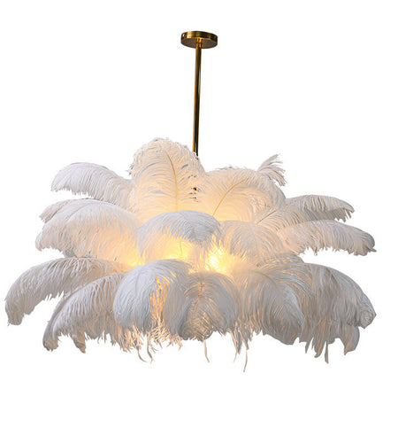 Feather lamp, living room pendant light, hall main light, modern and simple bedroom