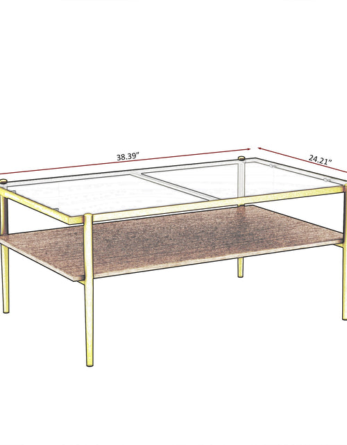 Load image into Gallery viewer, Rectangle Coffee Table with Gray Tempered Glass top and Golden Legs, Modern Table for Living Room
