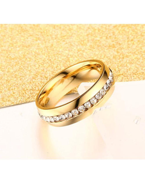 Load image into Gallery viewer, crystal wedding ring for women 6mm stainless steel engagement
