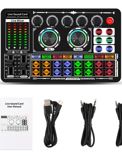 Load image into Gallery viewer, F999  Mixer Podcast Sound Board Live Sound Card for Live Recording Home KTV
