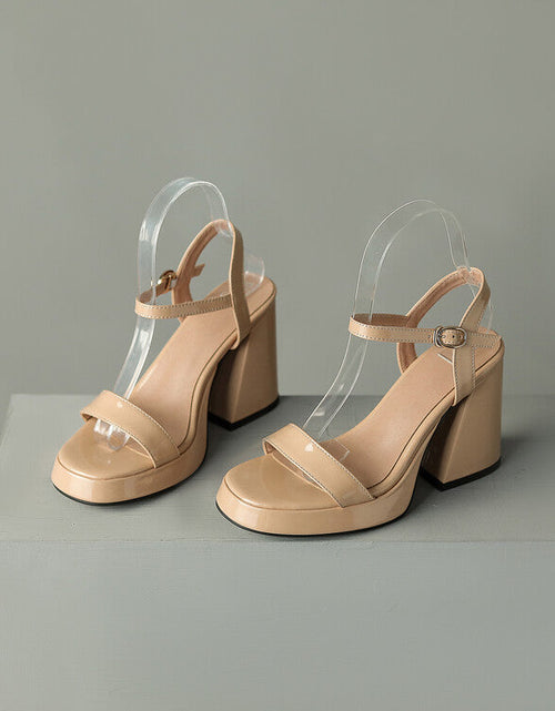 Load image into Gallery viewer, Women's Round Toe Chunky Heel Sandals – Buckle Strap Block Heel
