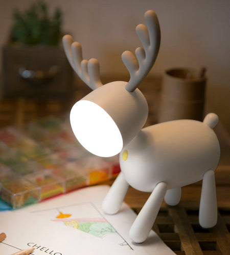 Cartoon Deer Night Light USB Charging With Sleeping Silicone Led Elk Light Children's Student Desk Reading Lamp