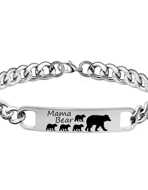 Load image into Gallery viewer, Customized 3-5 days Stainless steel Mama Bear Mother's Day gift engraved titanium steel bracelet
