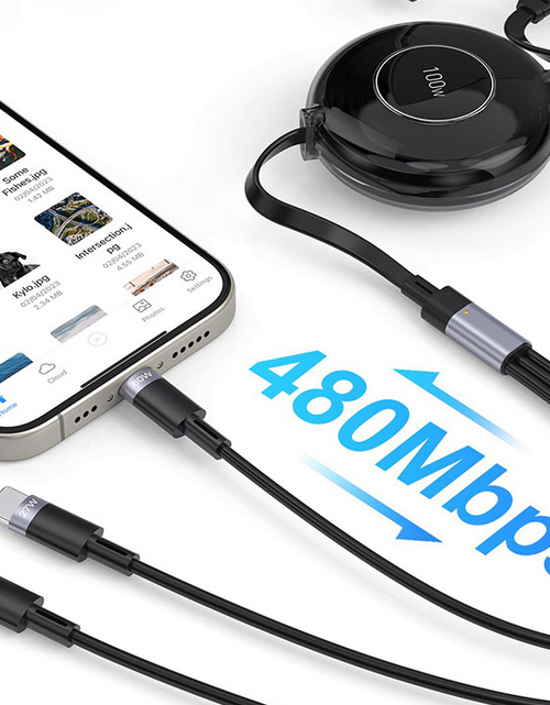Load image into Gallery viewer, New 100W TypeC multifunctional telescopic interface with two to three data cables and PD fast charging five in one design
