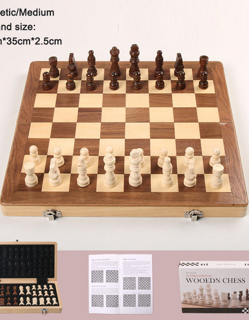 Load image into Gallery viewer, Magnetic Chess Folding Solid Wood Double Queen Set Chessboard Adult Board Game Children's Puzzle Toy
