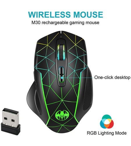 Wireless charging illuminated gaming mouse with anti sleep function automatic cursor movement to prevent computer screen lock
