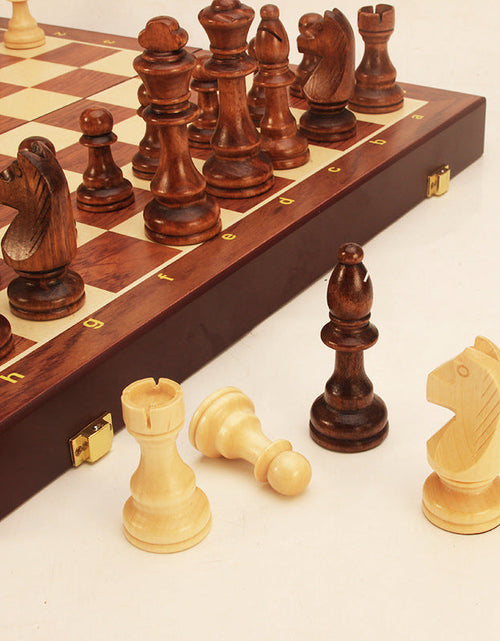 Load image into Gallery viewer, Magnetic Wood Chess Folding Chess Board Puzzle Game for Adults and Children Checkers Toy
