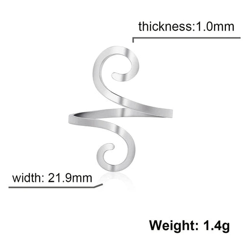 Load image into Gallery viewer, Stainless Steel Large Spiral Ring Women Gold Color Adjustable Finger Rings Minimalist Jewelry Valentine Gift New In
