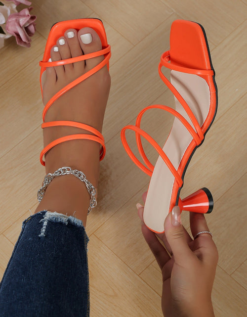 Load image into Gallery viewer, Women's Square Toe Chunky Heel Open-Toe Sandals – Cross Strap
