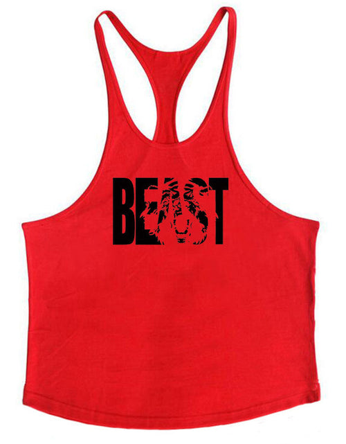 Load image into Gallery viewer, Letter printed men's fitness sports vest slim shoulder strap I-shaped vest cotton
