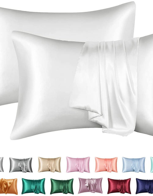 Load image into Gallery viewer, Simulation silk solid color polyester pillowcase envelope pillow pillow cases pillow pair multi-color
