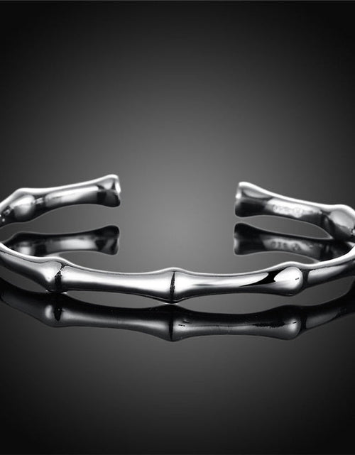 Load image into Gallery viewer, New Romantic Bracelet &amp; Bangles for Women 925 Silver Hot Bamboo Joint Opening Cuff Bracelet Fashion Women Bangles Jewelry
